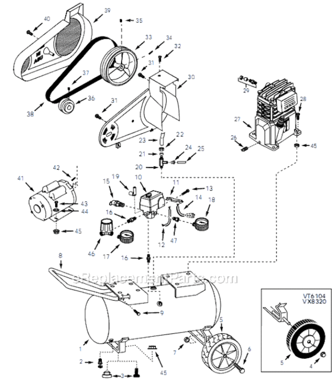 Page A Diagram and Parts List for VT610408 2001 Campbell Hausfeld Compressor